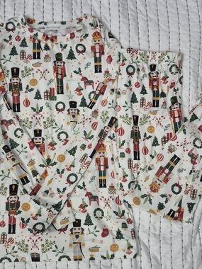 Mary Square White Nutcracker Print Kids Pajama Set